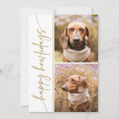 Carte de Noël de chien Carte de vacances photo Or  (Devant)