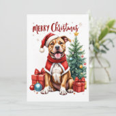 Carte de Noël de chien de boîte d'aquarelle (Debout devant)