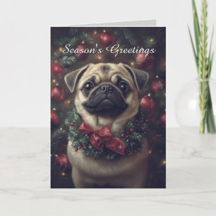 Carte de Noël de chien de Carlin adorable