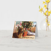 Carte de Noël de chien de garde de Basset modifiab (Fleur jaune)