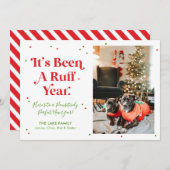 Carte de Noël de Chien de l'année rouge et verte (Devant / Derrière)