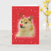 Carte de Noël de chien drôle Doggo rouge (Fleur jaune)
