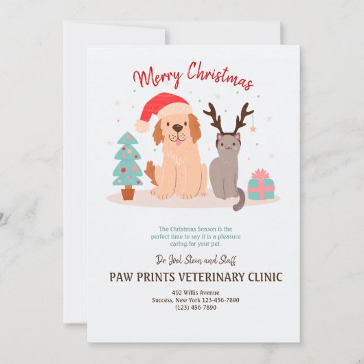 Carte de Noël de chien et de chat (Devant)