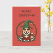 Carte de Noël de chien mignon (Fleur jaune)
