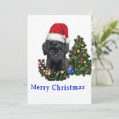 Carte de Noël de chien mignon Caniche (Debout devant)