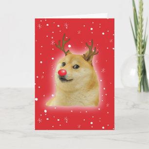 Carte de Noël de chien mignon Chien Noël Mème roug
