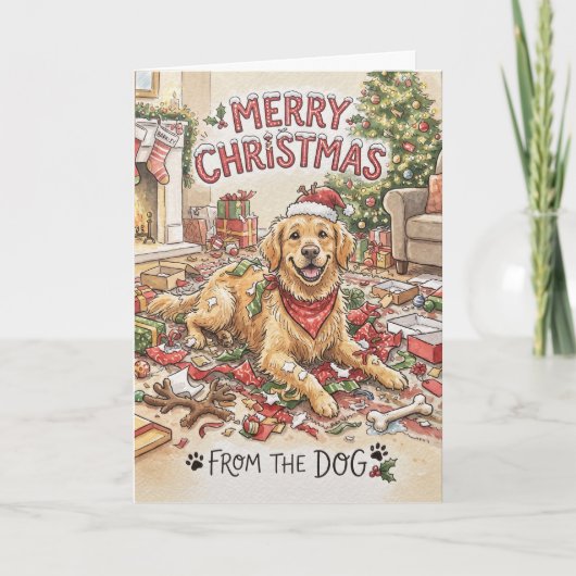 Carte de Noël de chien Retriever doré (Devant)