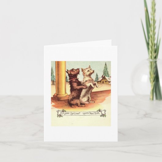 Carte de Noël de chiens vintage (Devant)