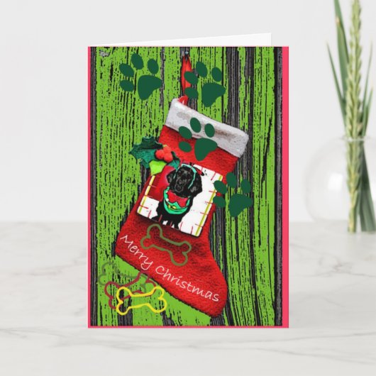 Carte de Noël de chiot de Terre-Neuve (Devant)