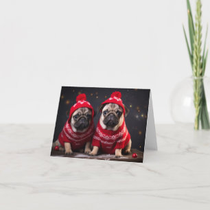 Carte de Noël de chiots Carlin