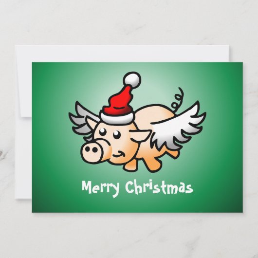 Carte de Noël de cochon volant (Devant)