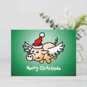 Carte de Noël de cochon volant (Debout devant)