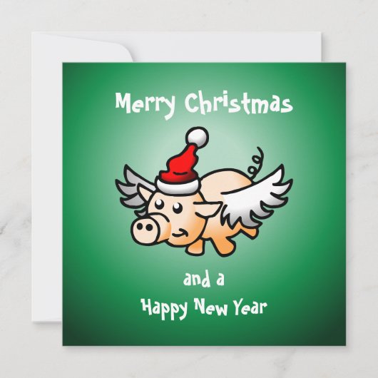 Carte de Noël de cochon volant (Devant)
