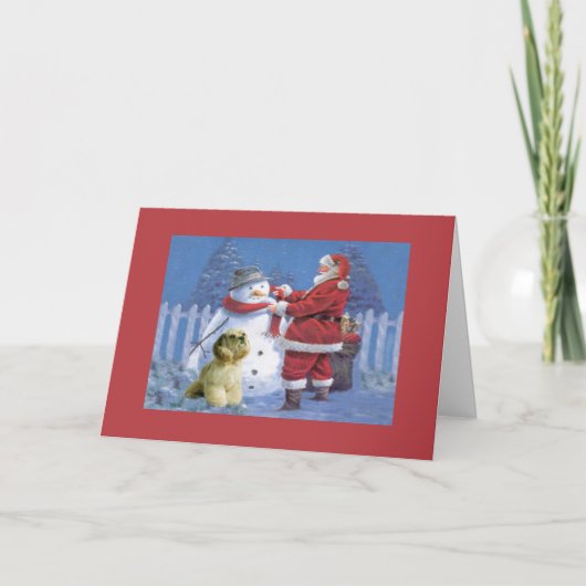 Carte de Noël de cocker Père Noël Snowman1 (Devant)