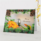 Carte de Noël de colibri (Fleur jaune)