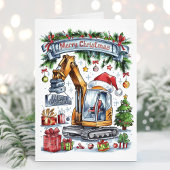 Carte de Noël de construction de l'excavateur d'aq
