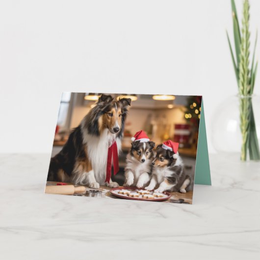 Carte de Noël de cookie mignonne de Sheltie (Devant)