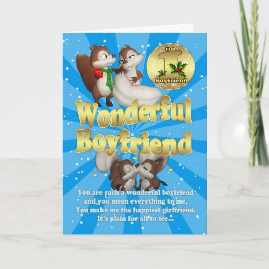 Carte de Noël de copain - Écureuils d'amour (Devant)