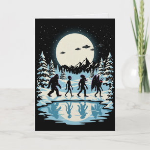 Carte de Noël de créatures cryptides Bigfoot Cthul