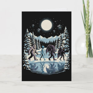 Carte de Noël de créatures cryptides Bigfoot Cthul