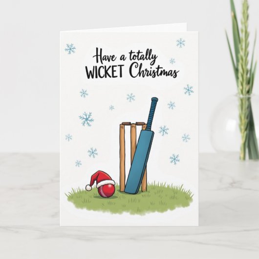 Carte de Noël de cricket Merry Wicket (Devant)