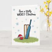 Carte de Noël de cricket Merry Wicket (Fleur jaune)
