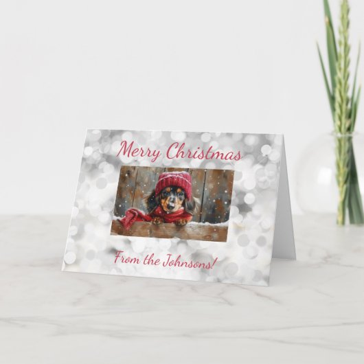 Carte de Noël de dachshund mignon (Devant)