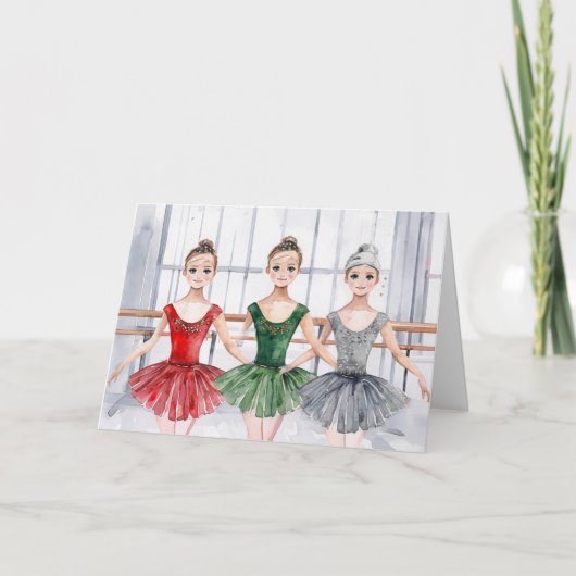 Carte de Noël de danse de ballerine (Devant)