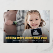 Carte de Noël de Faire-part de grossesse Gold Foil (Recto)