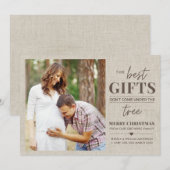 Carte de Noël de Faire-part de grossesse rustique (Devant / Derrière)