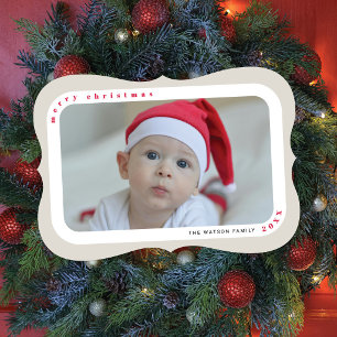 Carte de Noël de famille avec photo encadrée d'ivo
