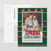 Carte de Noël de famille avec pull tricoté (Devant / Derrière)