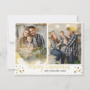 Carte de Noël de famille Carte Gold Confetti