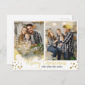 Carte de Noël de famille Carte Gold Confetti (Devant / Derrière)