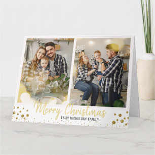 Carte de Noël de famille Carte Gold Confetti