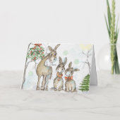 Carte de Noël de famille d'ânes humble et nature (Dos)