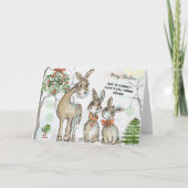 Carte de Noël de famille d'ânes humble et nature (Devant)