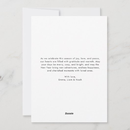 Carte de Noël de famille Joy Love Paix Mignonne (Dos)