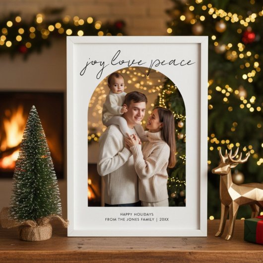 Carte de Noël de famille Joy Love Paix Mignonne