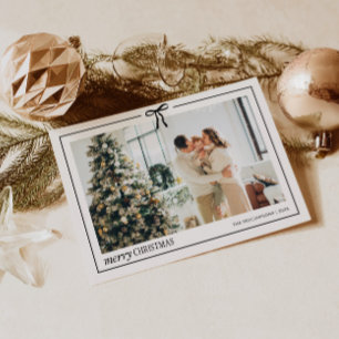 Carte de Noël de famille minimale avec cordon