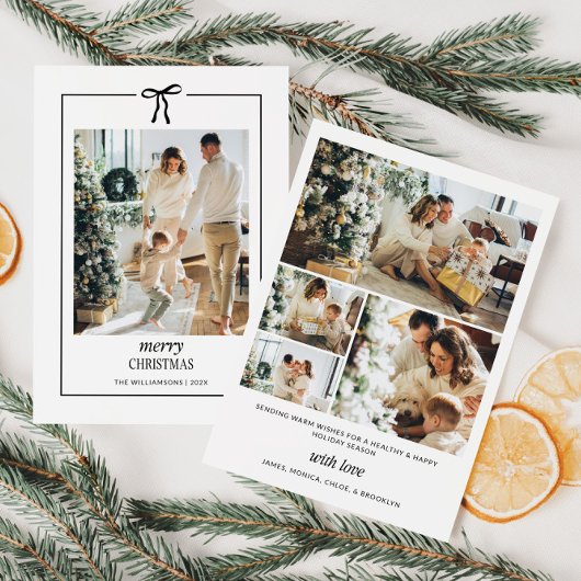 Carte de Noël de famille minimale avec cordon