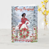 Carte de Noël de femme afro-américaine (Fleur jaune)