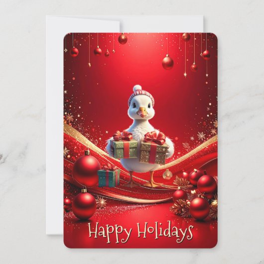 Carte de Noël de fête de canard mignon (Devant)