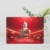 Carte de Noël de fête de canard mignon (Debout devant)