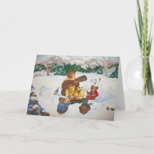 Carte de Noël de feu de camp