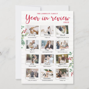 Carte de Noël de fin d'année avec photos mensuelle