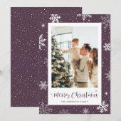 Carte de Noël de Flèche de neige violette (Devant / Derrière)