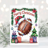 Carte de Noël de football aquarelle