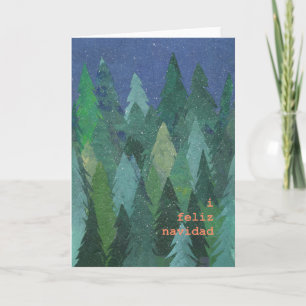 Carte de Noël de forêt de Milou : Espagnol