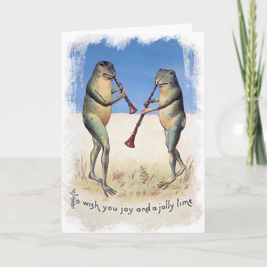 Carte de Noël de Frogs de musique victorienne (Devant)